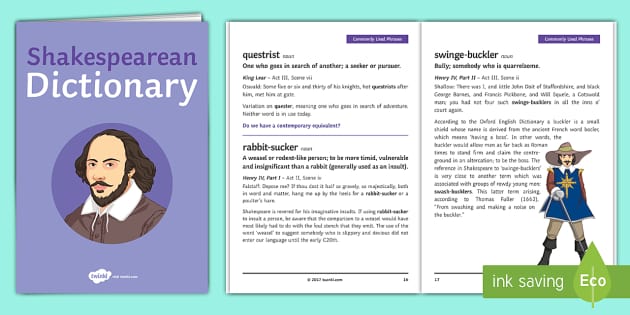 Shakespeare Dictionary PDF - Language Booklet (teacher made)