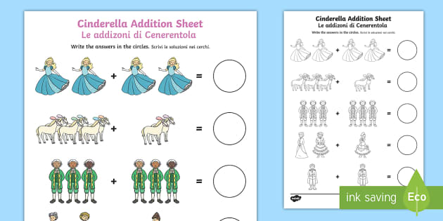 Cinderella Addition Printable Worksheet