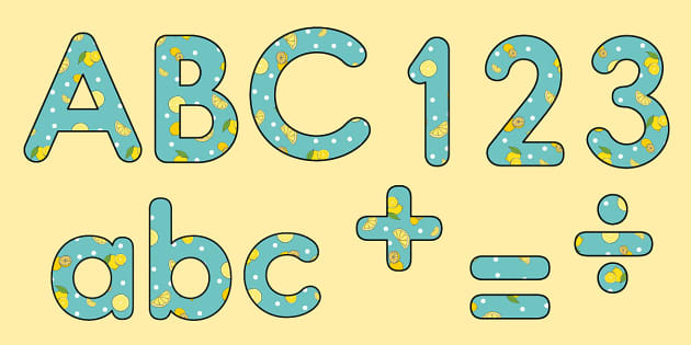 Lemon Theme Bulletin Board Letters and Numbers Pack - Twinkl