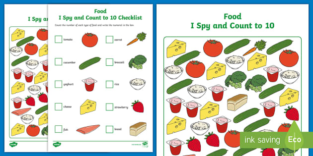 food i spy and count activity to 10 teacher made