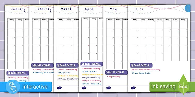 New * 2022 Calendar With Special Events | Twinkl Busy Bees