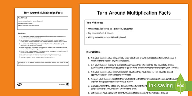 Turn Around Multiplication Facts (teacher made) - Twinkl