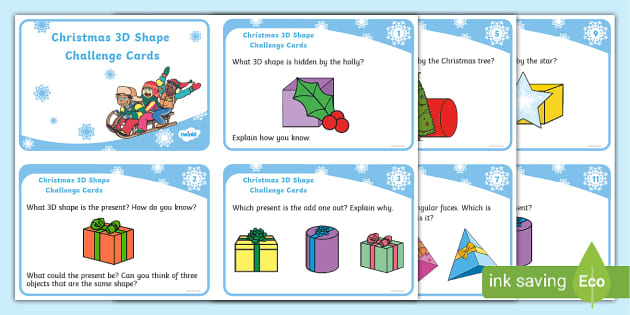 �� Year 1 Christmas 3D Shape Challenge Cards - Twinkl