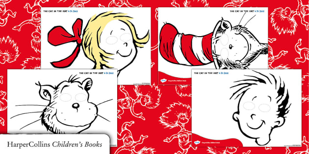 FREE! - Cat in the Hat Masks | Dr Seuss | HarperCollins & Twinkl