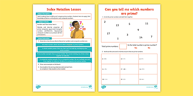 Composite And Prime Numbers Lesson Plan Teacher Made