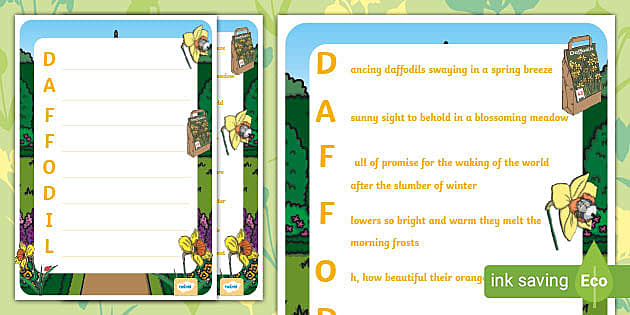 Daffodil Acrostic Poem Example (teacher made) - Twinkl