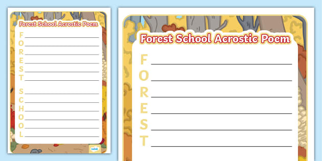 Forest School Acrostic Poem Template (teacher made) - Twinkl