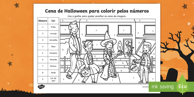 Cores de Halloween: jogo educativo