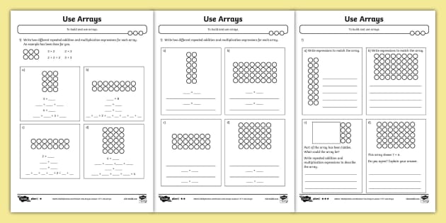 👉 Making Arrays Differentiated Maths Worksheets - Twinkl