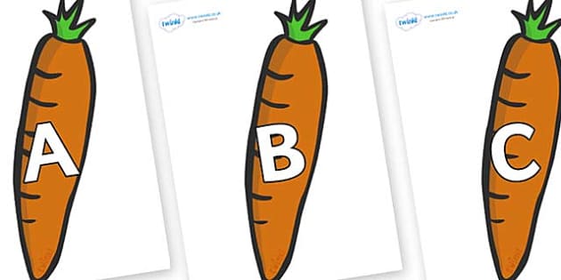 A-Z Alphabet on Carrots (Teacher-Made) - Twinkl