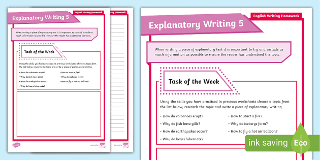 writing homework explanatory 5 3rd 4th class teacher made
