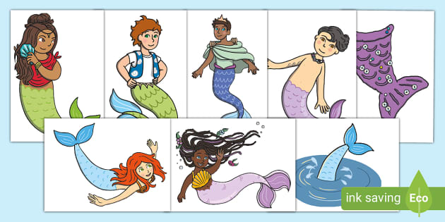 Merman and Mermaid Tail Display Cut-Outs (teacher made)