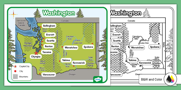 Washington State Map Teacher Made Twinkl