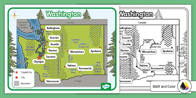 Washington State Map (teacher made) - Twinkl
