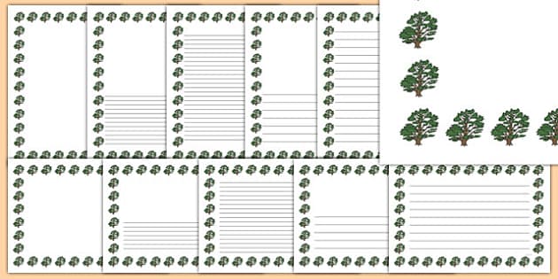 Editable Cedar Tree Themed Page Borders Twinkl 2641