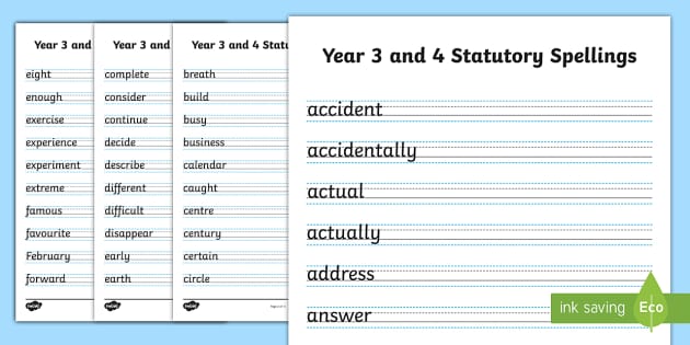 year 3 year 4 spellings worksheets