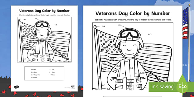 Veterans day math worksheets for kindergarten