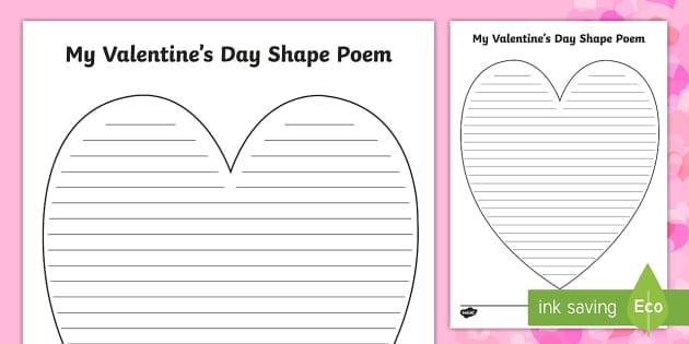 Valentine's Day Shape Poetry Template.