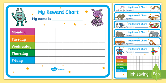 Behavior Reward Chart Set Incentive For Good Attitudes At Home 
