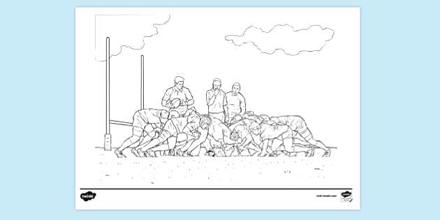 Rugby Scrum Colouring Sheet Colouring Pages Teacher Made