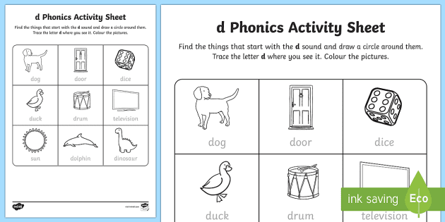 d' Phonics Worksheet (teacher made) - Twinkl