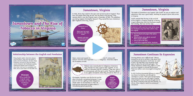 Jamestown Virginia And The Rise Of Tobacco Powerpoint