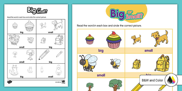 Kids Under 7: Big and Small Worksheet