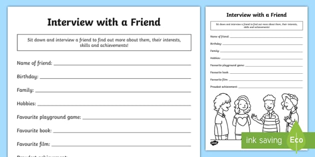 Interview a Friend Worksheet / Worksheet (teacher made)