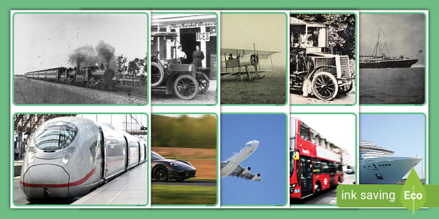 Transport In The Past And Present Photo Cards Twinkl