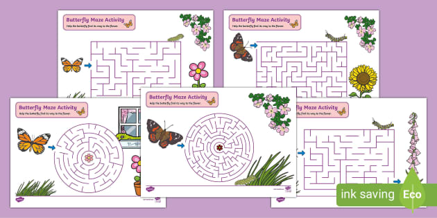 FREE! - Brilliant Pack of Butterfly Maze Activity Worksheets | KS1