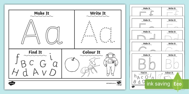 Alphabet Preschool Worksheets EYLF English