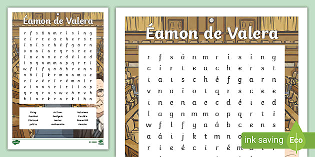 Eamon De Valera Word Search Teacher Made