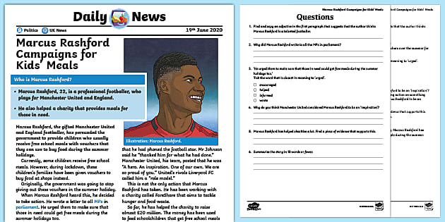t ukn 1107 marcus rashford campaigns for kids meals daily news story ages 9 11 ver 9