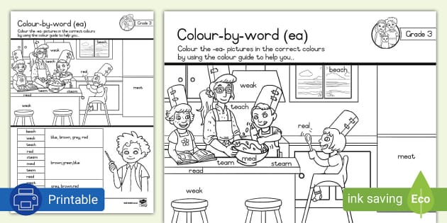 Grade 3 Phonics Colouring Page ea (teacher made) - Twinkl