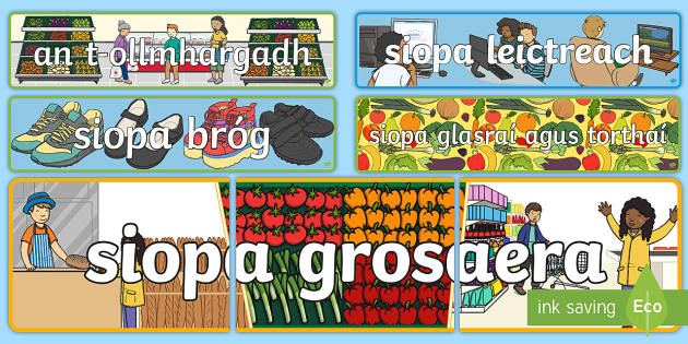 Siopaí Display Banner - Gaeilge (teacher made) - Twinkl