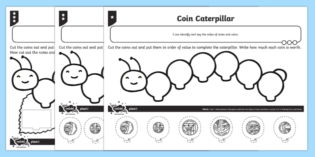 Coin Caterpillar Differentiated Worksheet Worksheets