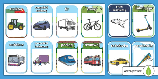 Środki transportu | Fiszki | Karty ze słownictwem - Twinkl