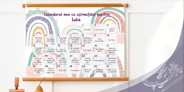 Calendarul meu cu afirmații pozitive: Iulie – Planșă Galeria de artă
