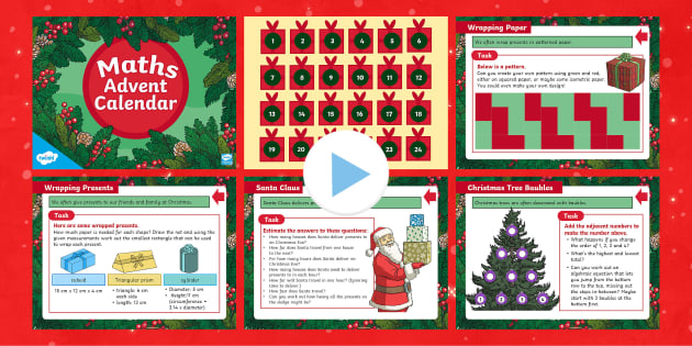 Advent Calendar Maths Challenges UKS2 Christmas Twinkl