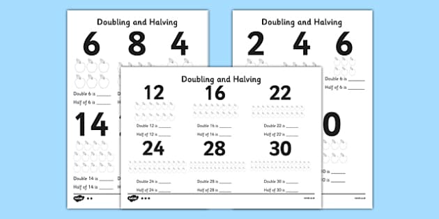 doubling and halving differentiated worksheet worksheet pack