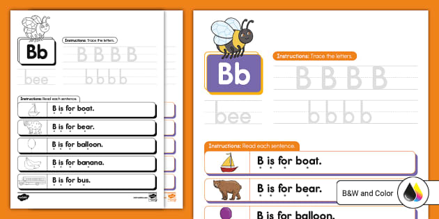 Letter B Fluency Sentences For ELL Alphabet Activity