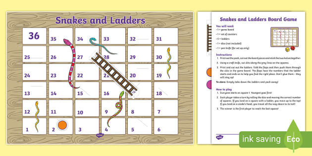 Snakes & Ladders Game, for Kids Ages 3 and up 