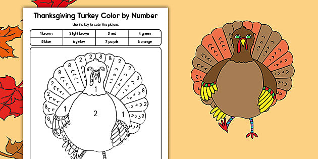 Thanksgiving Turkey Colour by Number Activity