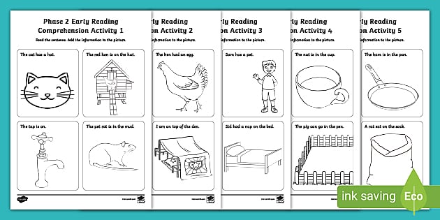 Phonics Reading Worksheets | Phase 2 | Primary Resources