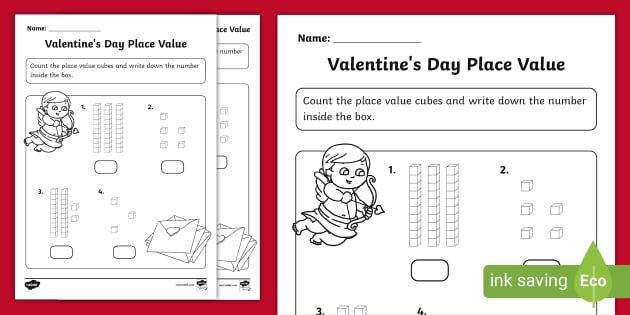 FREE! - Valentine's Day Place Value Activity Sheet - Twinkl