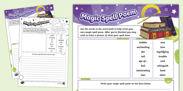 Magic Spell Poem Writing Template (teacher made) - Twinkl