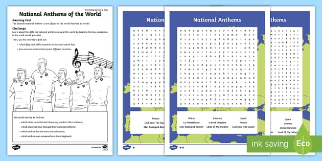 National Anthems of the World Worksheet / Worksheet - national anthems