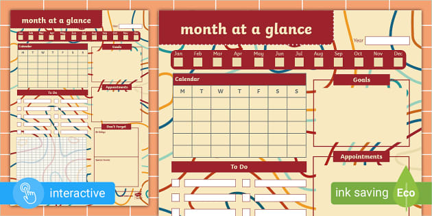 2023-2024 Month at a Glance Calendar (Teacher-Made) - Twinkl