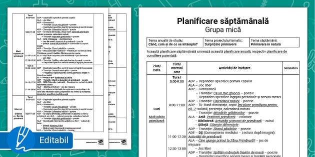 FREE! - Primăvara în Natură – Planificare Săptămânală Grupa Mică