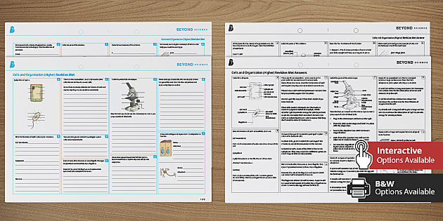 Cells and Organisation Revision Mat - Higher | Beyond